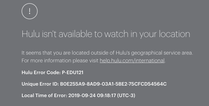 Hulu geo-restriction error