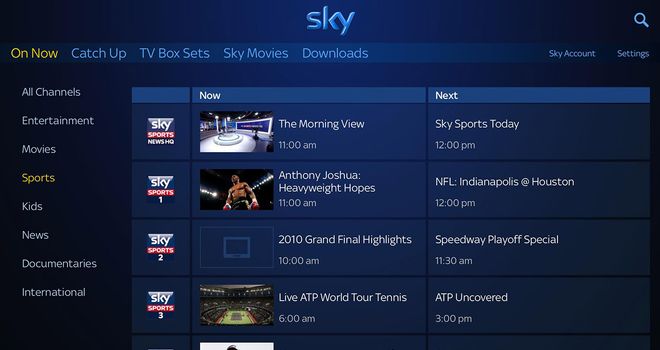 Sky Go Channels