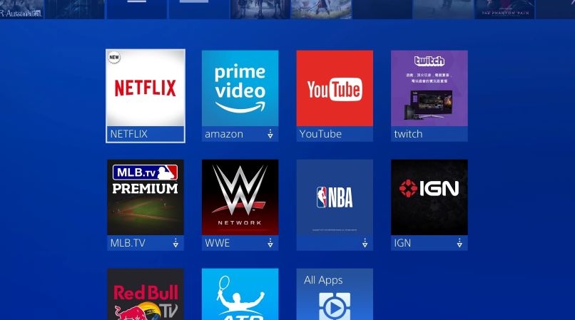 PS4 TV and movies screen