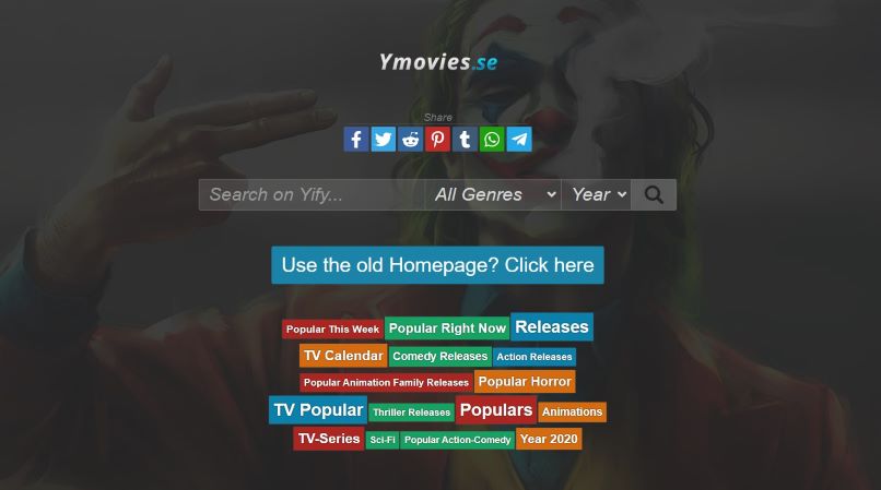 Ymovies TV homepage