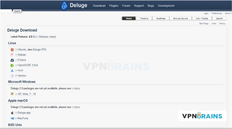 Deluge download page