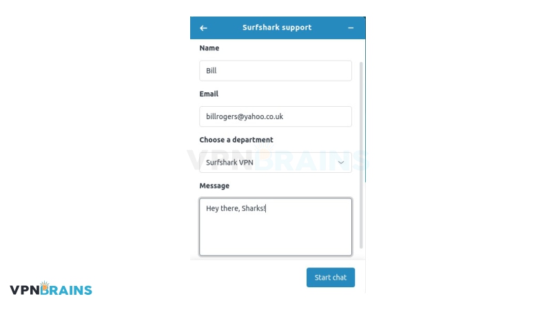 Surfshark customer support chat