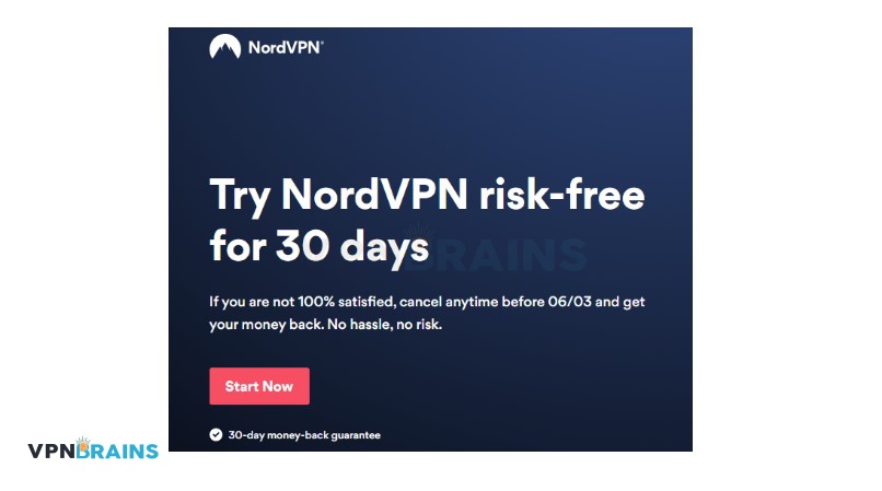 NordVPN start now button