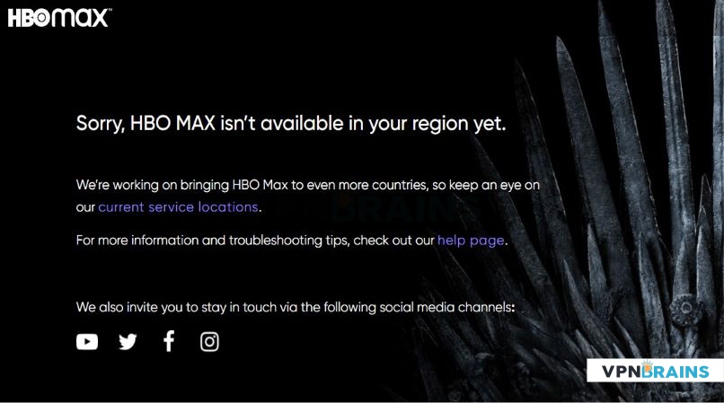 HBO Max geo-restriction error