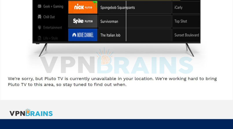 Pluto TV geo restriction error