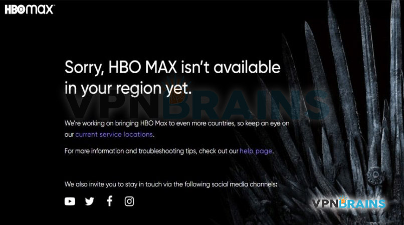 HBO Max geo restriction error