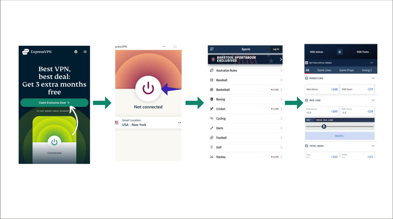 Bet on Barstool Sportsbook using Express VPN.